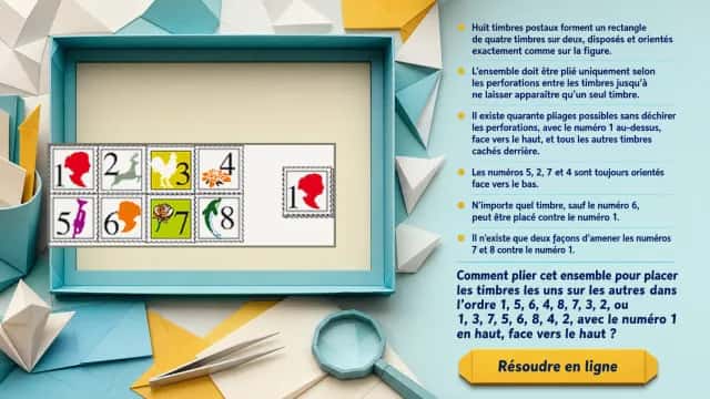 Série de timbres à plier : défi combinatoire | Tangente