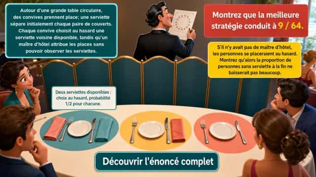 À table, et prenez vos serviettes ! – Probabilités | Tangente
