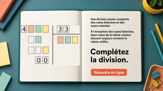 La division : complétez l'opération par les couleurs | Tangente
