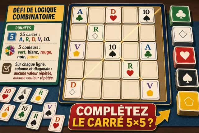 Le carré aux cinq couleurs - Puzzle combinatoire