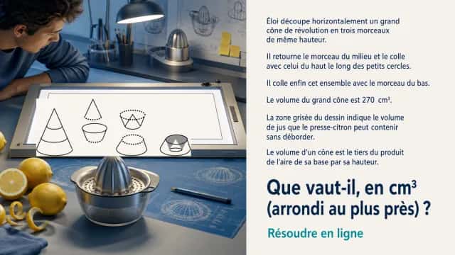 Le presse-citron : volume d'un cône découpé en trois | Tangente