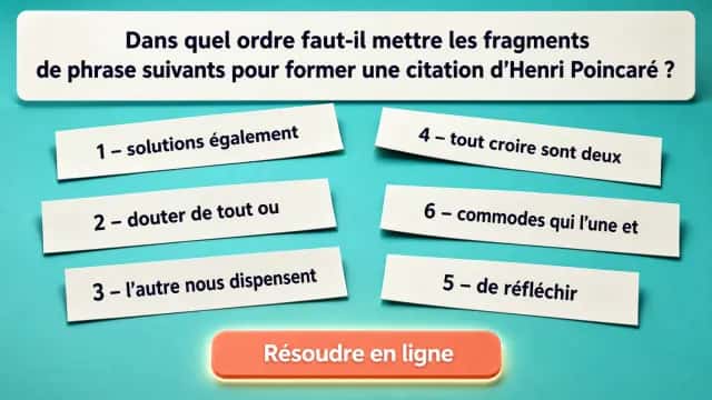 ♦ Le bon ordre