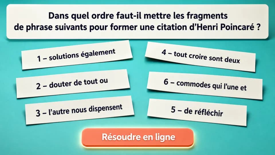 ♦ Le bon ordre