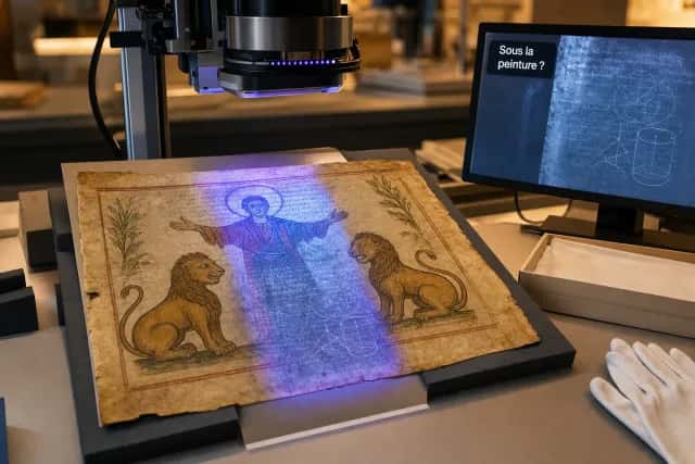Archimedes page found at Blois museum: palimpsest and ancient geometry