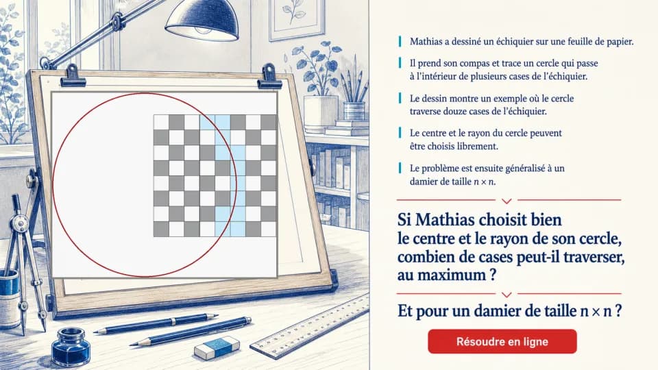 ♦♦ Cercle sur échiquier