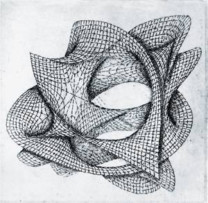 Une gravure de Patrice Jeener, Surface de Calabi-Yau.